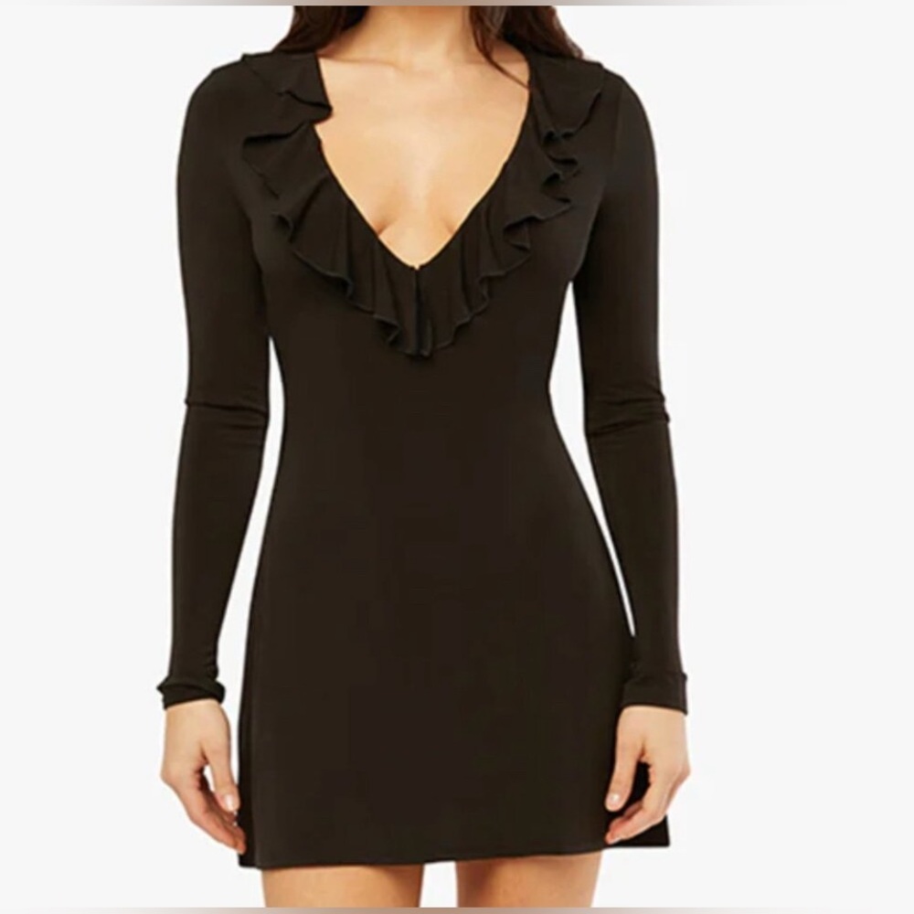 0963. Ruffle V Neck Mini Dress